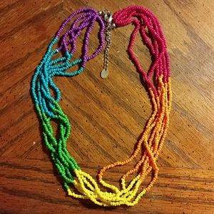 Rainbow colored beaded necklace 21 inches